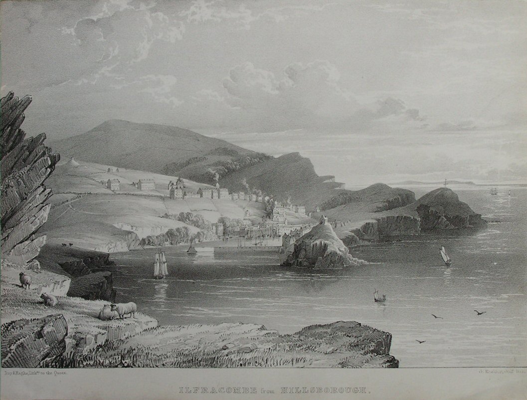 Lithograph - Ilfracombe from Hillsborough - Hawkins